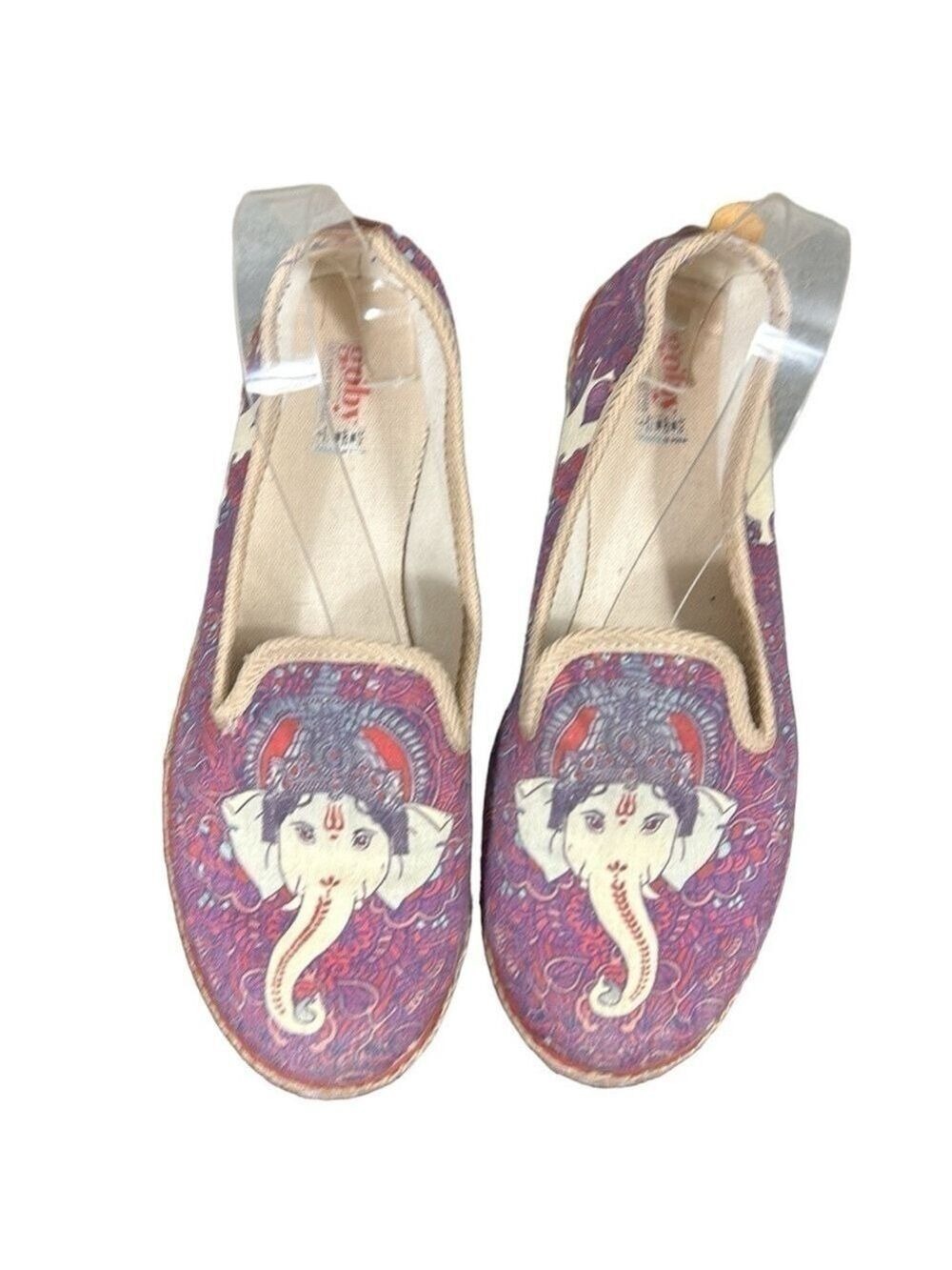 Goby Ganesha Elephant Canvas Slip on Espadrilles Size 40 - Picture 2 of 9